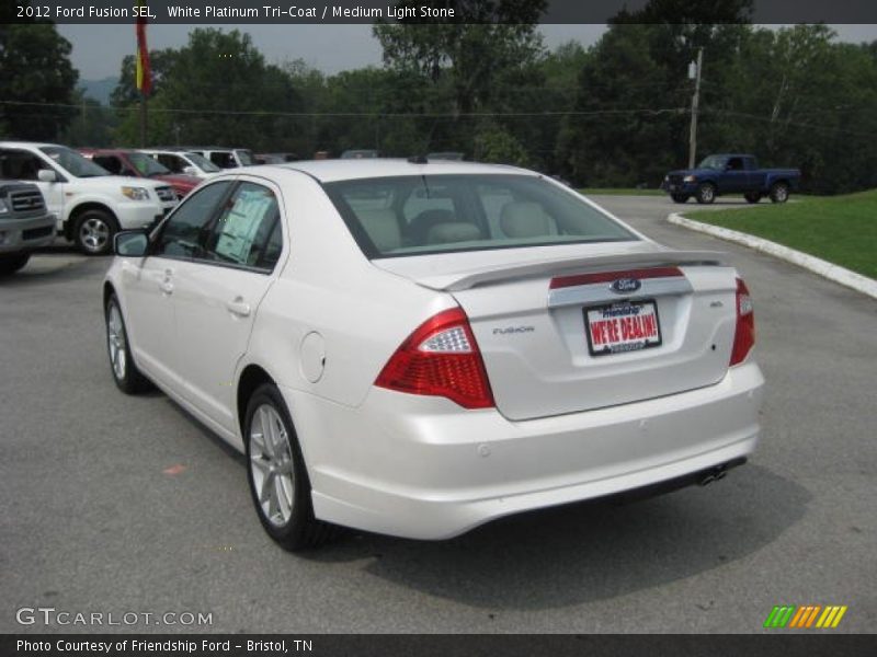 White Platinum Tri-Coat / Medium Light Stone 2012 Ford Fusion SEL