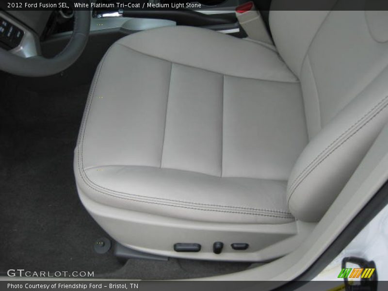 White Platinum Tri-Coat / Medium Light Stone 2012 Ford Fusion SEL