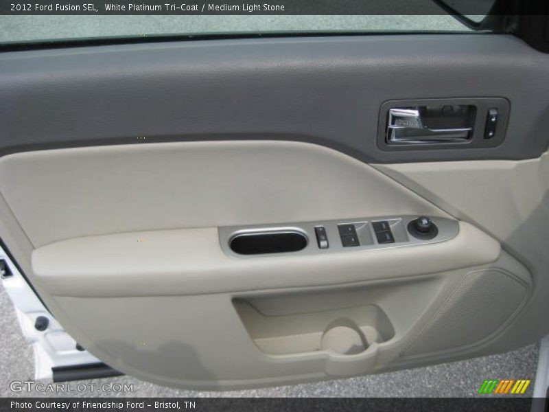 White Platinum Tri-Coat / Medium Light Stone 2012 Ford Fusion SEL