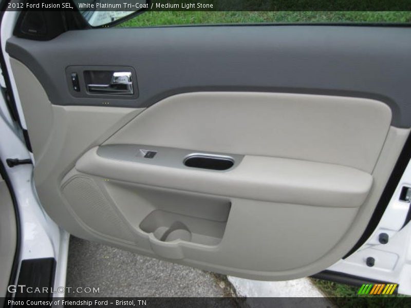 White Platinum Tri-Coat / Medium Light Stone 2012 Ford Fusion SEL