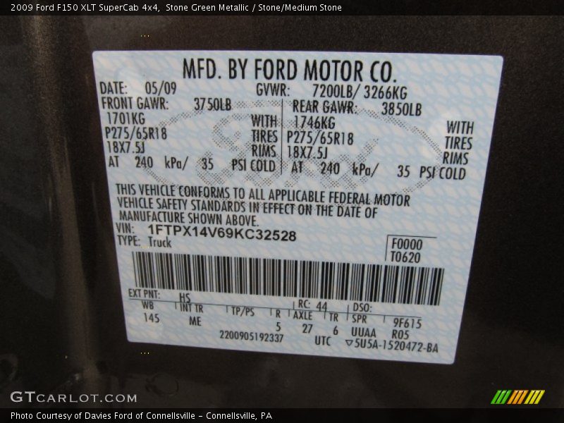 Stone Green Metallic / Stone/Medium Stone 2009 Ford F150 XLT SuperCab 4x4