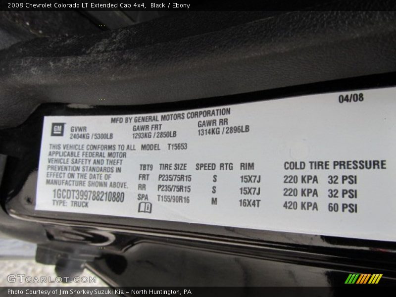 Black / Ebony 2008 Chevrolet Colorado LT Extended Cab 4x4