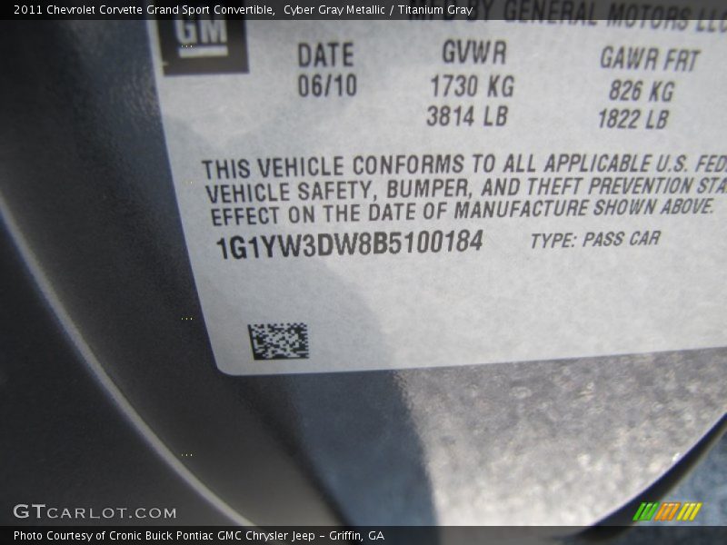 Cyber Gray Metallic / Titanium Gray 2011 Chevrolet Corvette Grand Sport Convertible