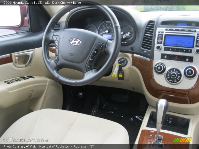 Dark Cherry / Beige 2009 Hyundai Santa Fe SE 4WD