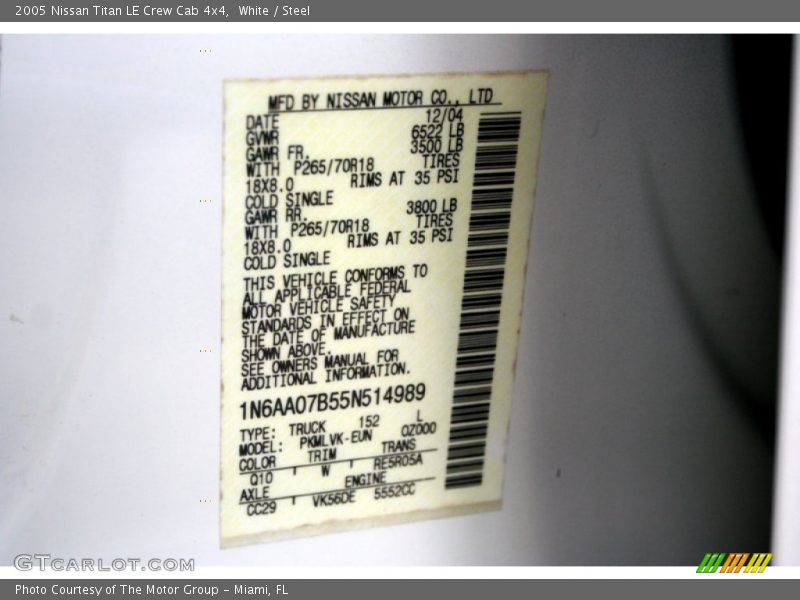 White / Steel 2005 Nissan Titan LE Crew Cab 4x4
