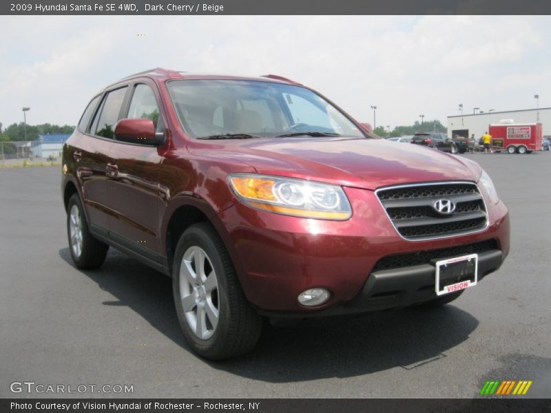 Dark Cherry / Beige 2009 Hyundai Santa Fe SE 4WD