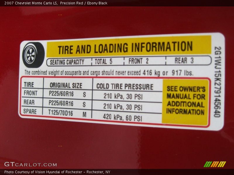 Info Tag of 2007 Monte Carlo LS