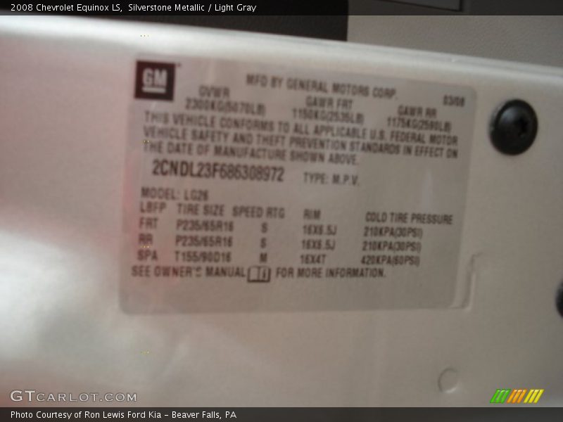 Silverstone Metallic / Light Gray 2008 Chevrolet Equinox LS
