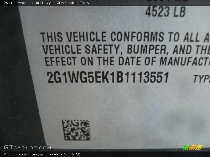 Cyber Gray Metallic / Ebony 2011 Chevrolet Impala LT
