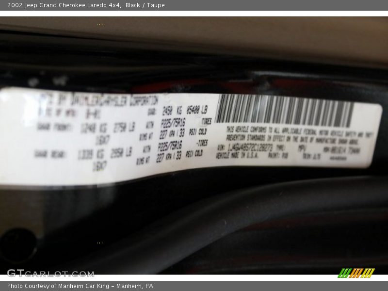 Black / Taupe 2002 Jeep Grand Cherokee Laredo 4x4