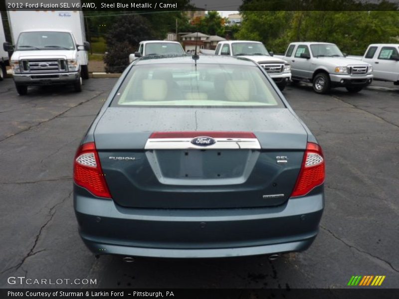 Steel Blue Metallic / Camel 2012 Ford Fusion SEL V6 AWD