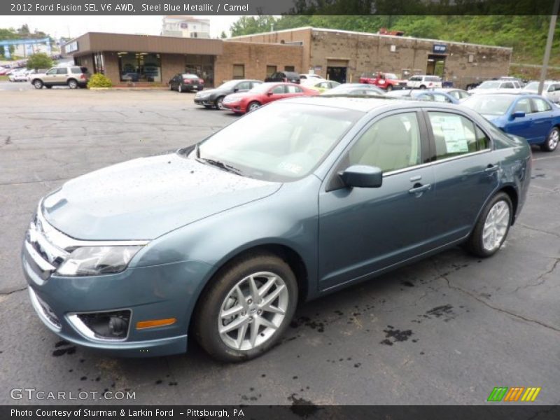 Steel Blue Metallic / Camel 2012 Ford Fusion SEL V6 AWD