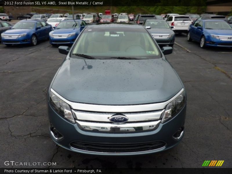 Steel Blue Metallic / Camel 2012 Ford Fusion SEL V6 AWD