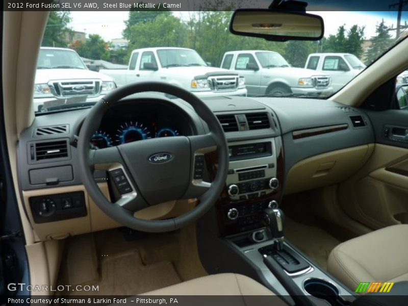 Steel Blue Metallic / Camel 2012 Ford Fusion SEL V6 AWD