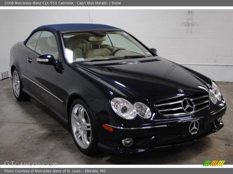Capri Blue Metallic / Stone 2008 Mercedes-Benz CLK 550 Cabriolet