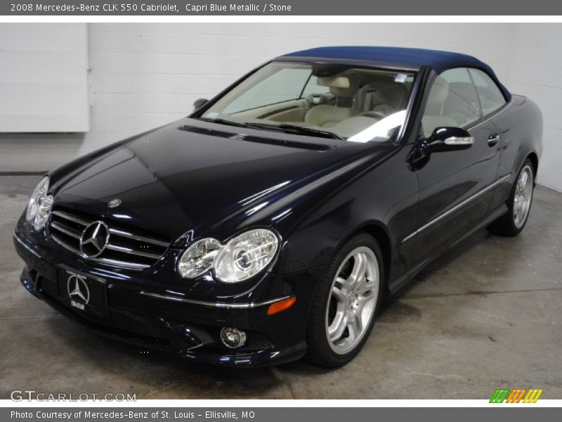 Capri Blue Metallic / Stone 2008 Mercedes-Benz CLK 550 Cabriolet