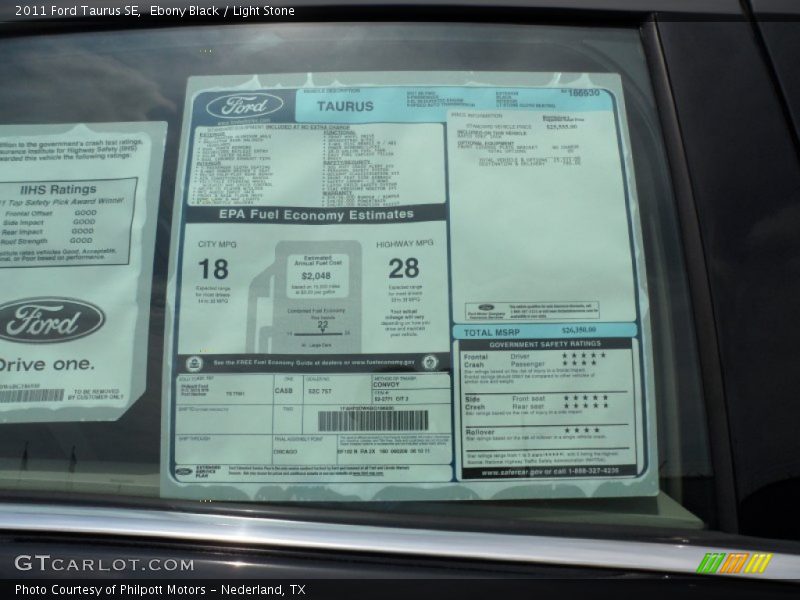  2011 Taurus SE Window Sticker