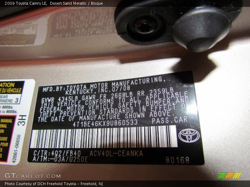 Desert Sand Metallic / Bisque 2009 Toyota Camry LE