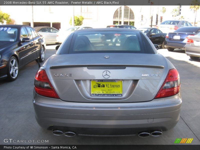 Pewter Metallic / AMG Black/Red 2008 Mercedes-Benz SLK 55 AMG Roadster