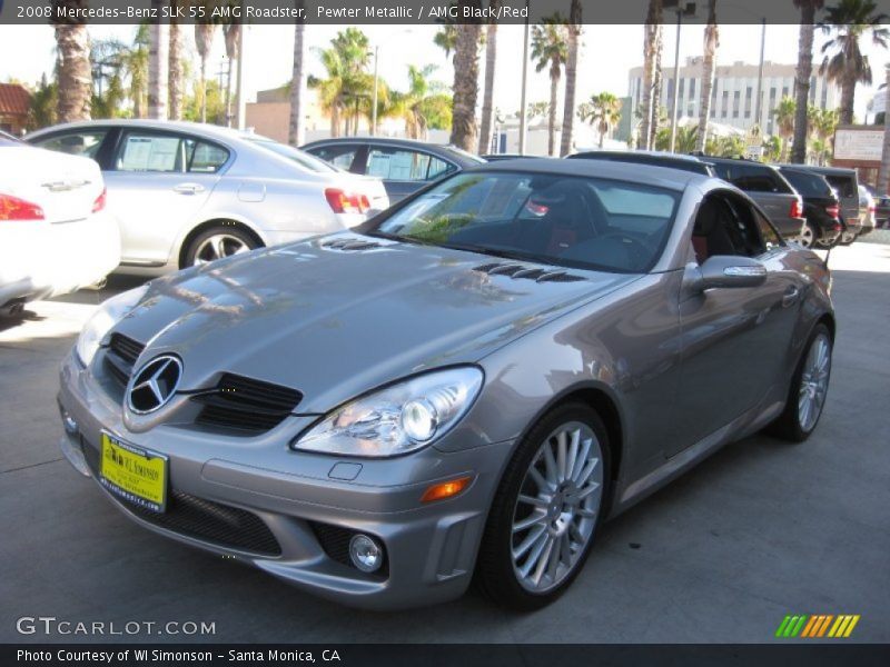 Pewter Metallic / AMG Black/Red 2008 Mercedes-Benz SLK 55 AMG Roadster