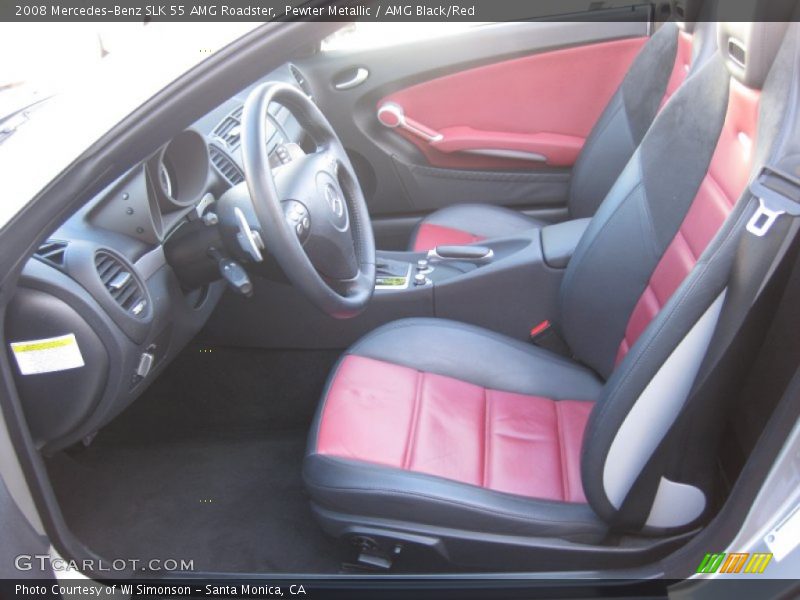 Pewter Metallic / AMG Black/Red 2008 Mercedes-Benz SLK 55 AMG Roadster