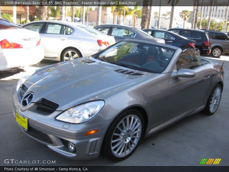 Pewter Metallic / AMG Black/Red 2008 Mercedes-Benz SLK 55 AMG Roadster