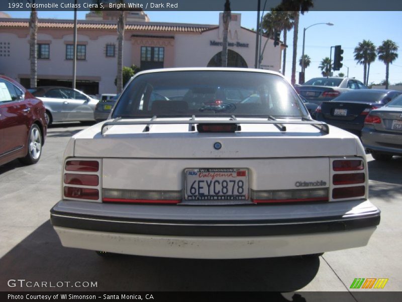 Bright White / Dark Red 1992 Oldsmobile Cutlass Ciera S