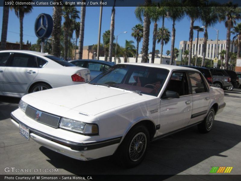 Bright White / Dark Red 1992 Oldsmobile Cutlass Ciera S