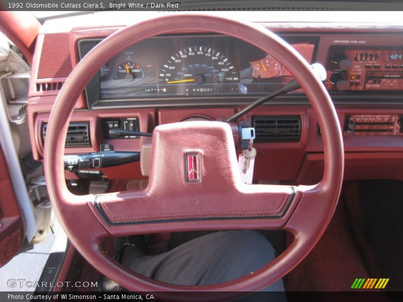Bright White / Dark Red 1992 Oldsmobile Cutlass Ciera S
