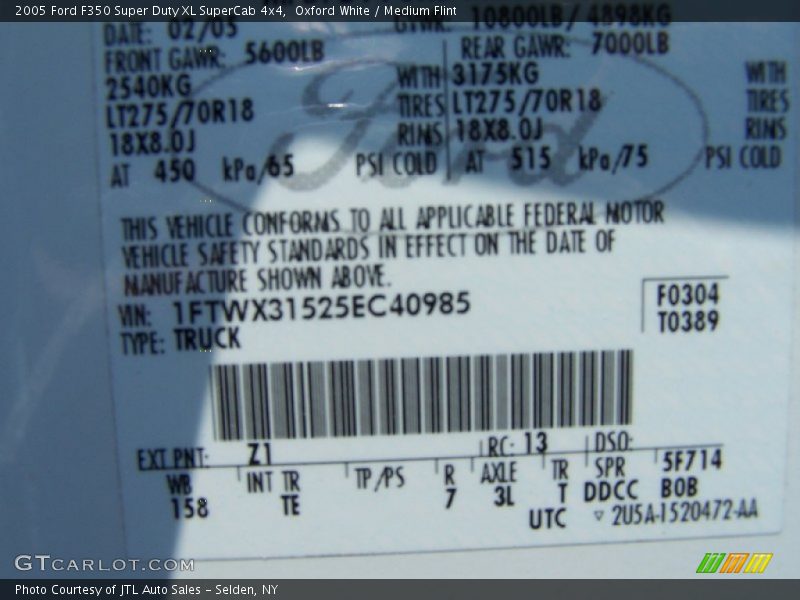 Oxford White / Medium Flint 2005 Ford F350 Super Duty XL SuperCab 4x4