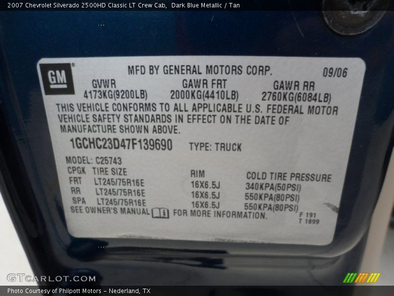 Dark Blue Metallic / Tan 2007 Chevrolet Silverado 2500HD Classic LT Crew Cab