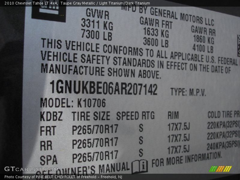 Taupe Gray Metallic / Light Titanium/Dark Titanium 2010 Chevrolet Tahoe LT 4x4