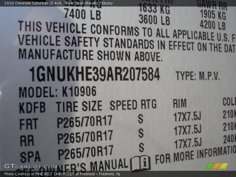 Sheer Silver Metallic / Ebony 2010 Chevrolet Suburban LS 4x4