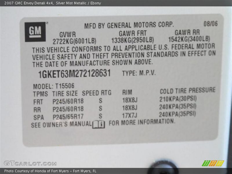 Silver Mist Metallic / Ebony 2007 GMC Envoy Denali 4x4