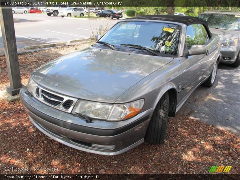 Steel Grey Metallic / Charcoal Grey 2003 Saab 9-3 SE Convertible