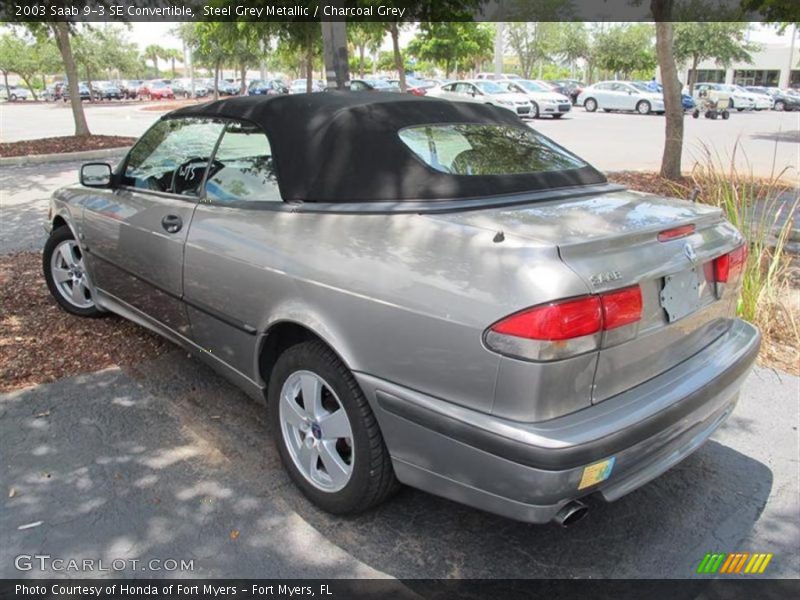 Steel Grey Metallic / Charcoal Grey 2003 Saab 9-3 SE Convertible