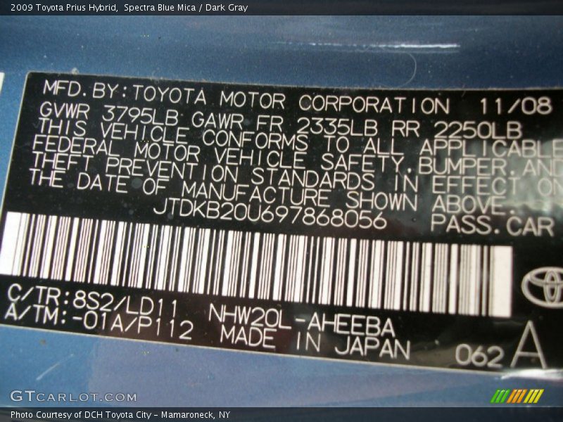 Spectra Blue Mica / Dark Gray 2009 Toyota Prius Hybrid