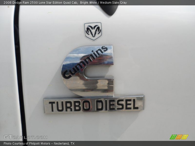 Bright White / Medium Slate Gray 2008 Dodge Ram 2500 Lone Star Edition Quad Cab
