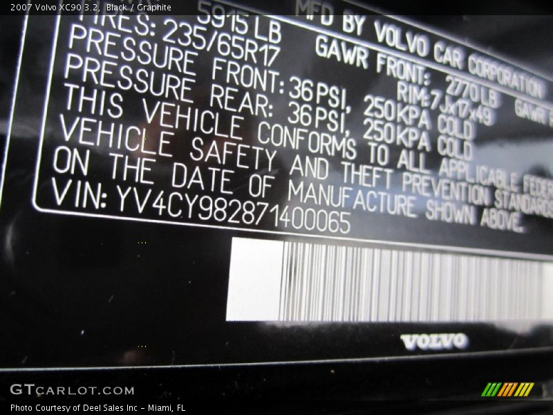 Black / Graphite 2007 Volvo XC90 3.2