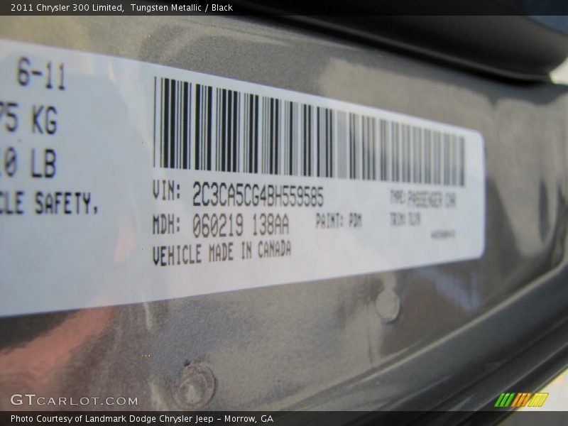 Tungsten Metallic / Black 2011 Chrysler 300 Limited