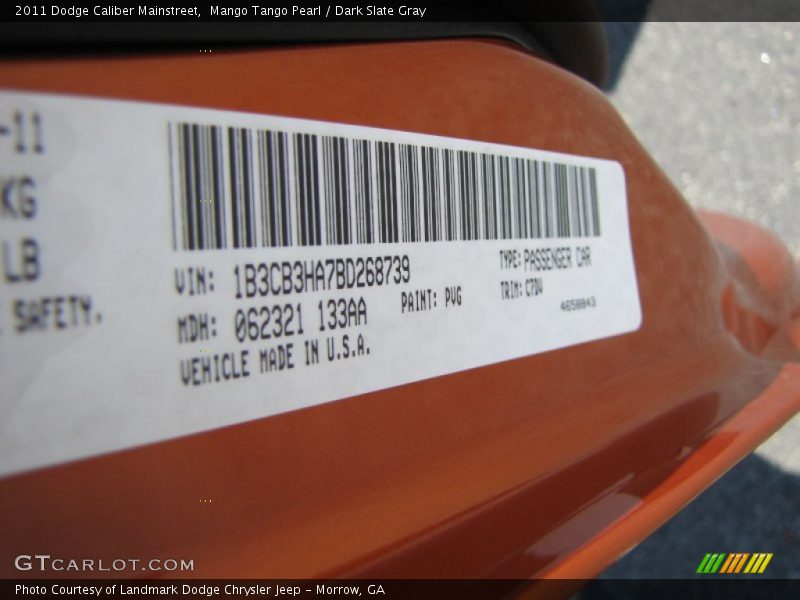Mango Tango Pearl / Dark Slate Gray 2011 Dodge Caliber Mainstreet