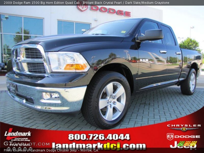 Brilliant Black Crystal Pearl / Dark Slate/Medium Graystone 2009 Dodge Ram 1500 Big Horn Edition Quad Cab
