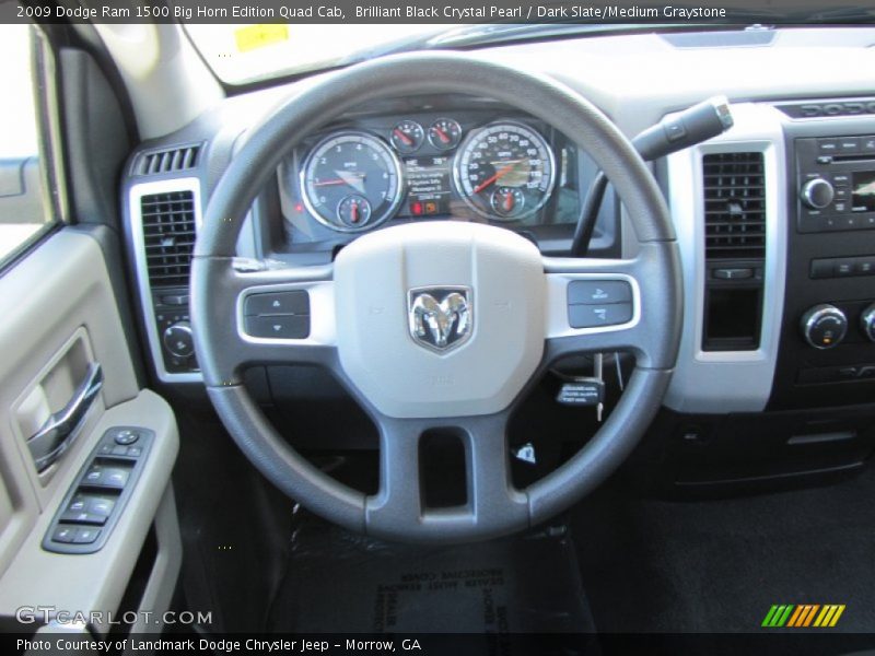 Brilliant Black Crystal Pearl / Dark Slate/Medium Graystone 2009 Dodge Ram 1500 Big Horn Edition Quad Cab