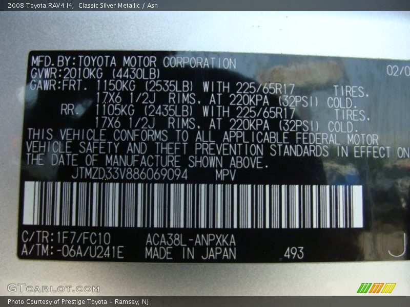 Classic Silver Metallic / Ash 2008 Toyota RAV4 I4