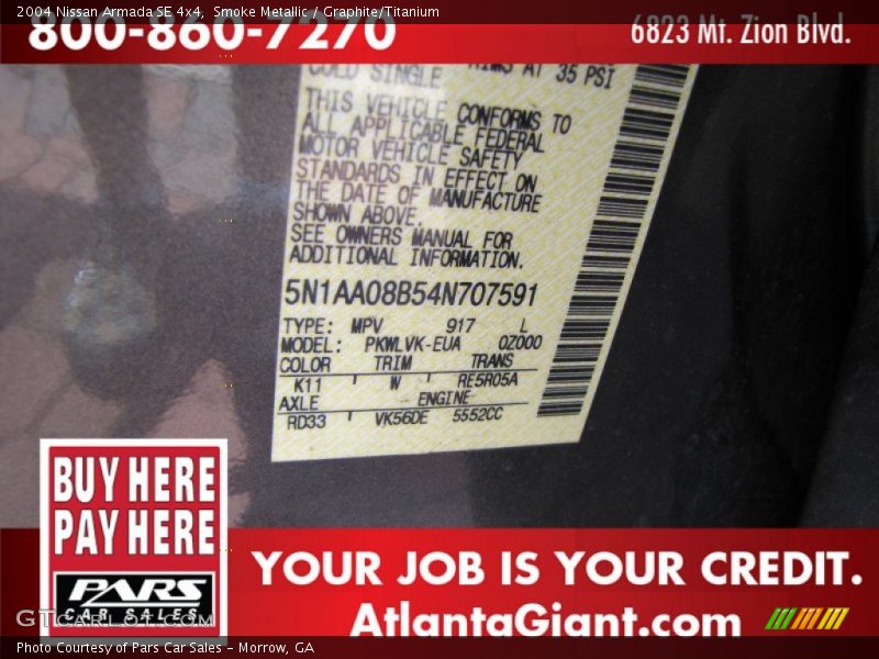 Smoke Metallic / Graphite/Titanium 2004 Nissan Armada SE 4x4