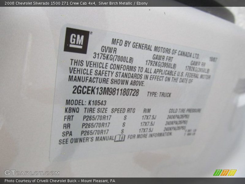 Silver Birch Metallic / Ebony 2008 Chevrolet Silverado 1500 Z71 Crew Cab 4x4