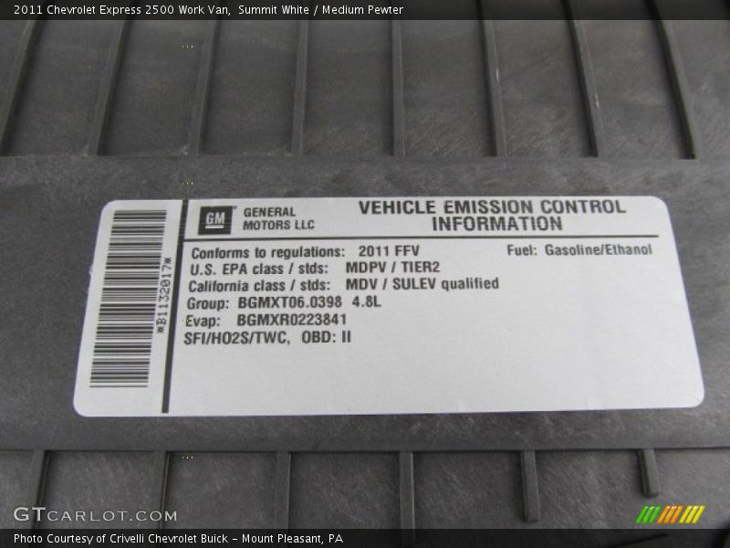 Summit White / Medium Pewter 2011 Chevrolet Express 2500 Work Van