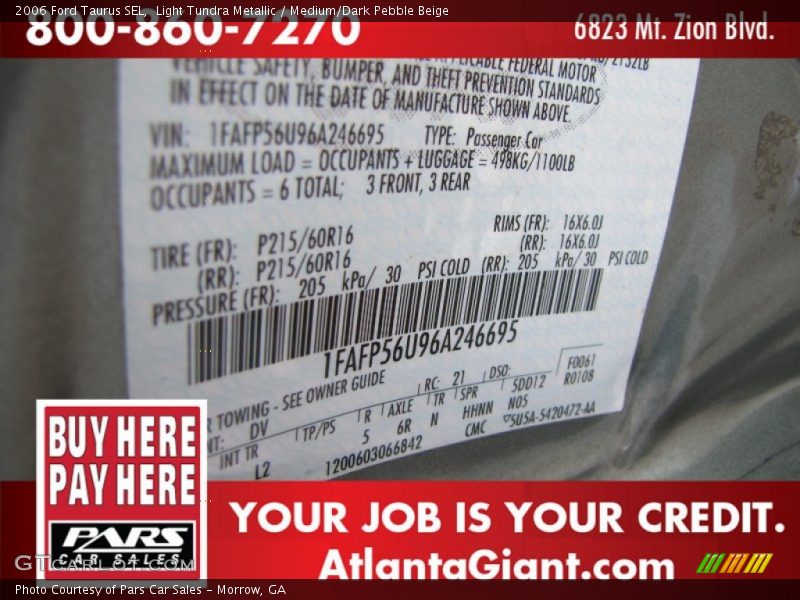 Light Tundra Metallic / Medium/Dark Pebble Beige 2006 Ford Taurus SEL