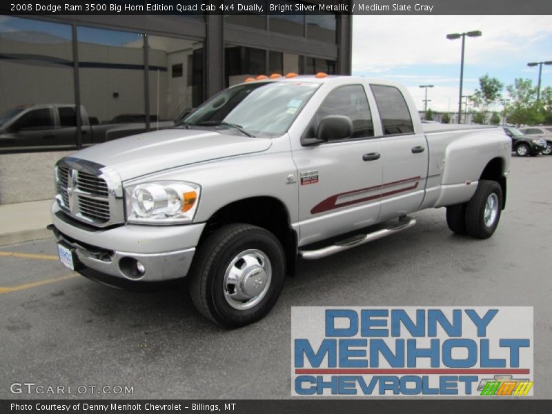 Bright Silver Metallic / Medium Slate Gray 2008 Dodge Ram 3500 Big Horn Edition Quad Cab 4x4 Dually