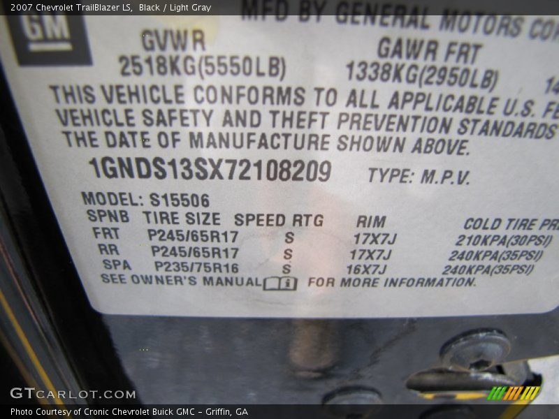 Black / Light Gray 2007 Chevrolet TrailBlazer LS